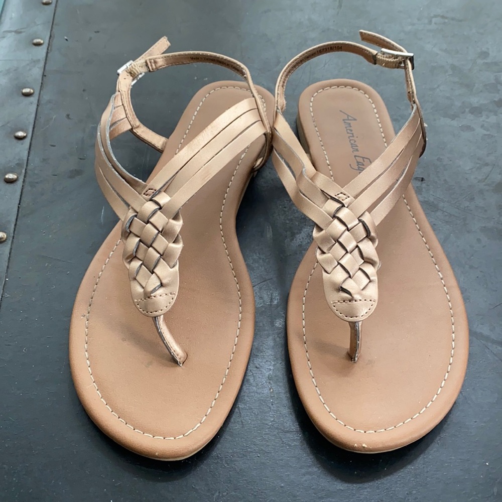American Eagle copper woven sandals